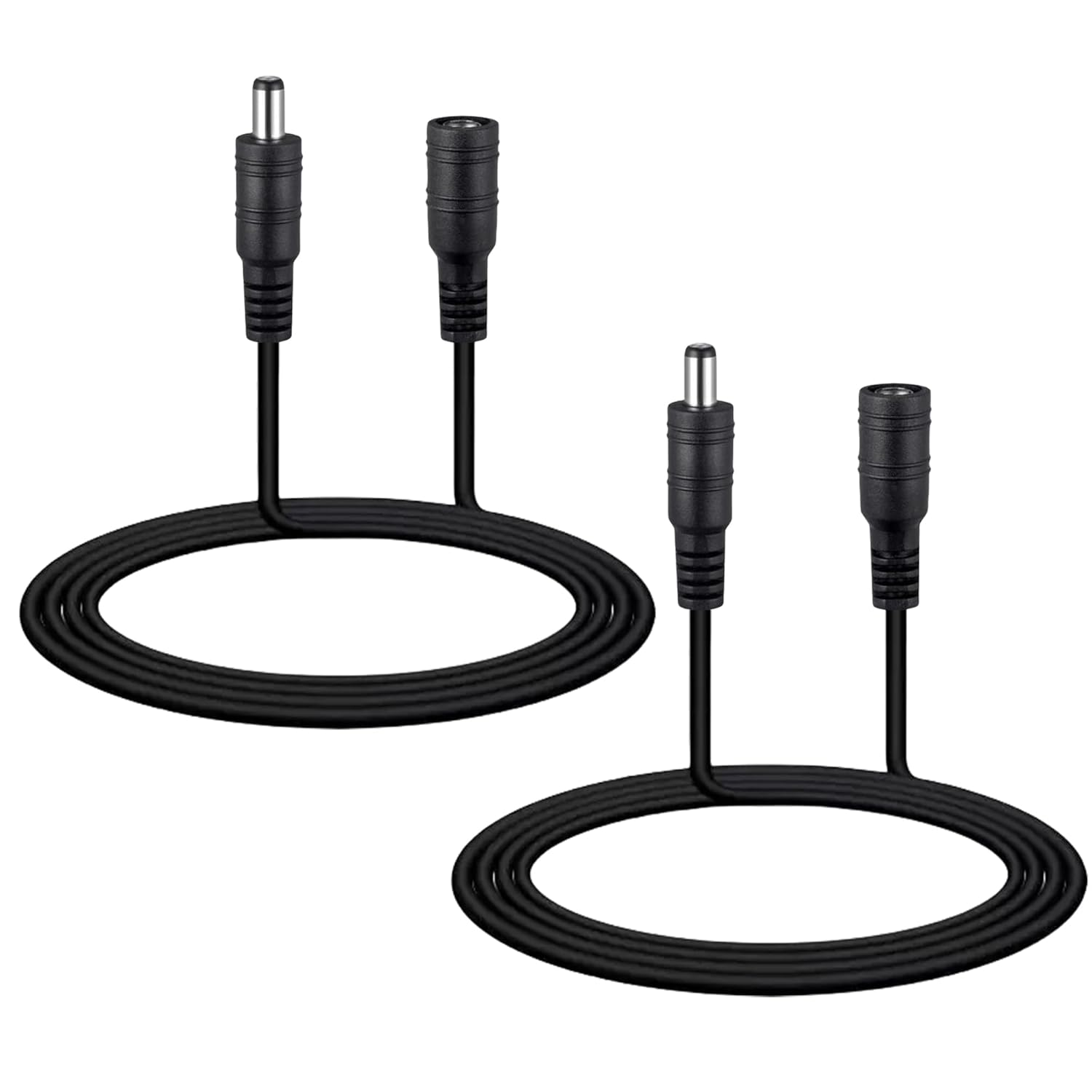 Clearhill 5M 2Pcs DC Power Extension Cable,5.5Mm X 2.1Mm Female to Male Power Cord for LED Strip Light,Security Camera Dvr,Router, 5V 6V 9V 12V 24V DC Power Supply Adapter and More(White)