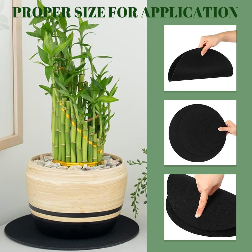 20Pcs Plant Pot Coasters, Double-Sided round Plant Coasters, Water Absorbent and Waterproof Plant Tray, Black Diameter 10Cm, 15Cm, 20Cm, 25Cm, 30Cm Felt Coasters for Plant Pots image number 4