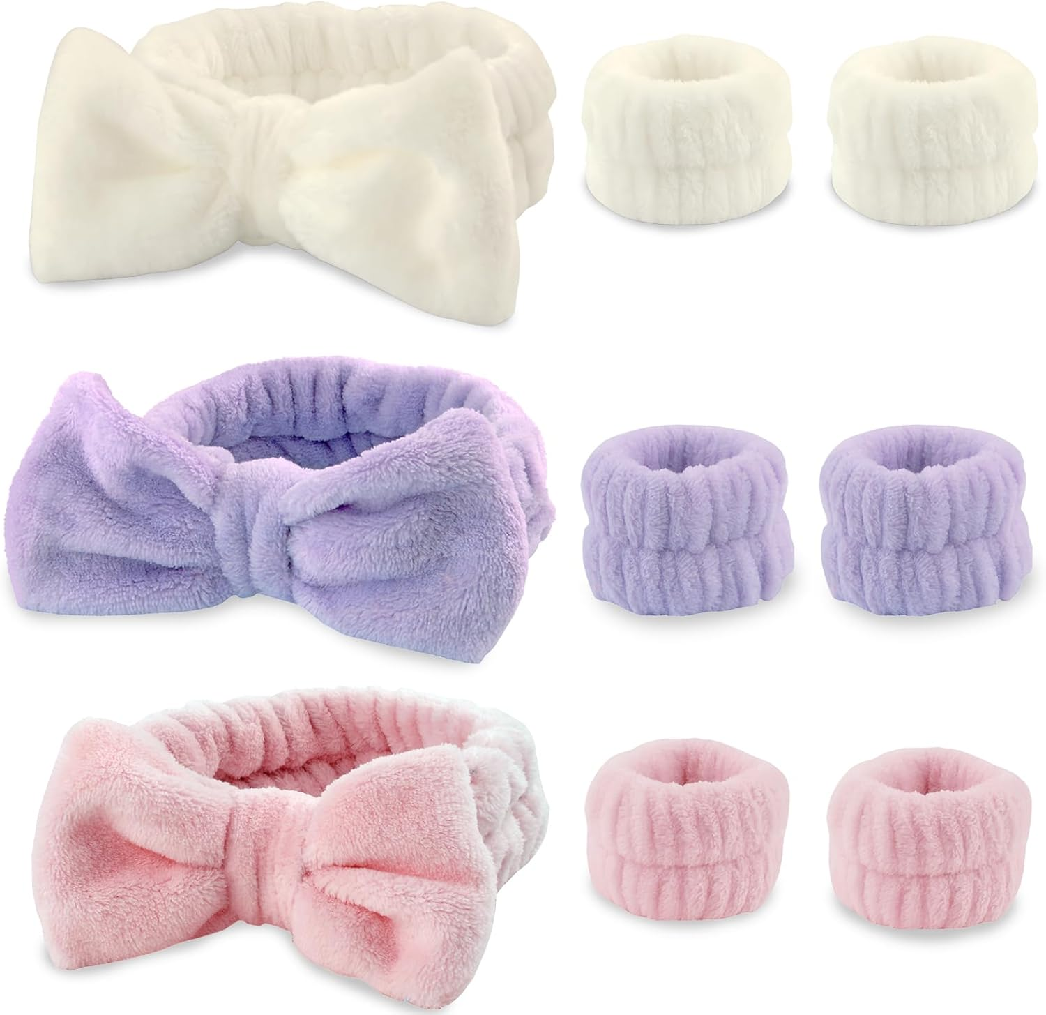 9 Pcs Skincare Headband, Soft Facial Makeup Hairband Wrist Bands for Face Washing SPA Shower Makeup Headband Wristbands image number 4
