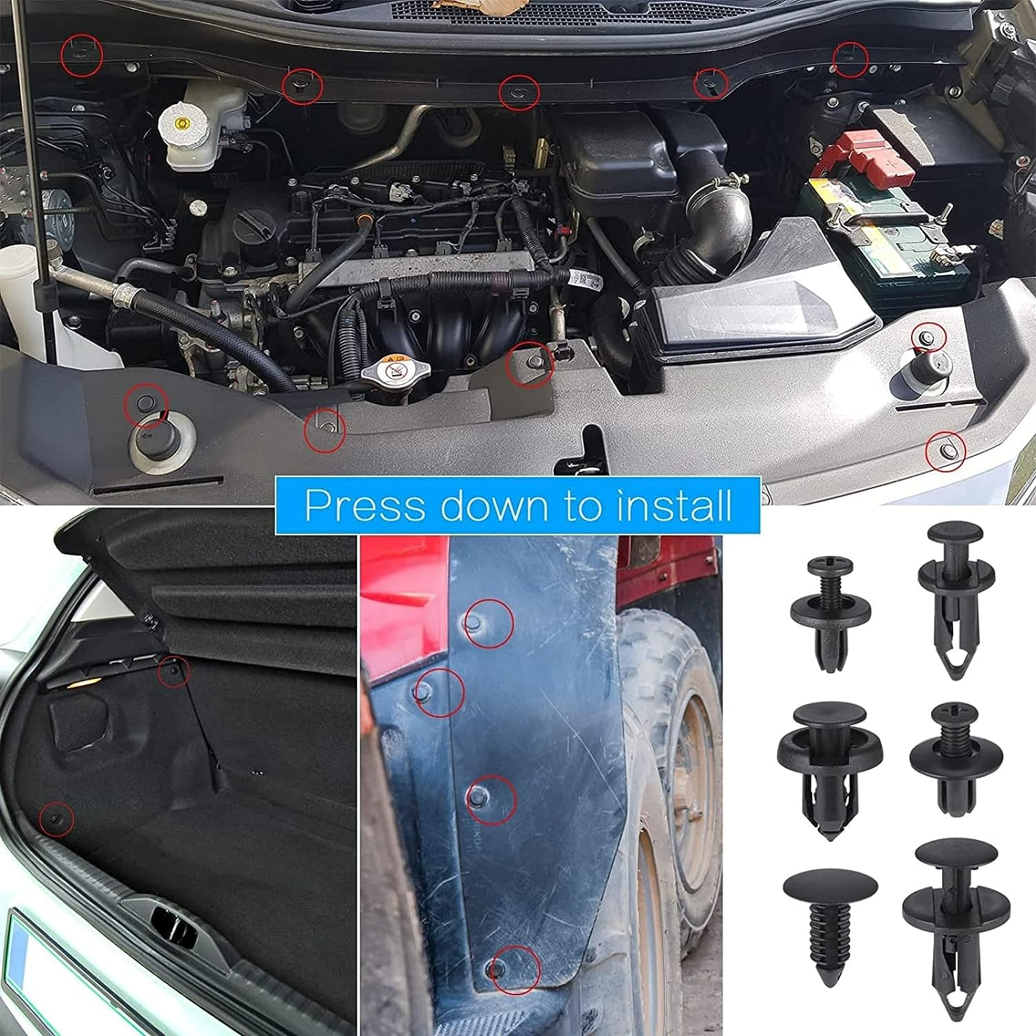 190 Pcs Car Trim Clips, Fastener Rivet Clips 6 Sizes, Plastic Clips Trim Tool for Auto Interior Repair, Plastic Rivets Retainer Clips, Car Trim Removal Kit for Bumper Radio Dashboard Panel Door Repair image number 1