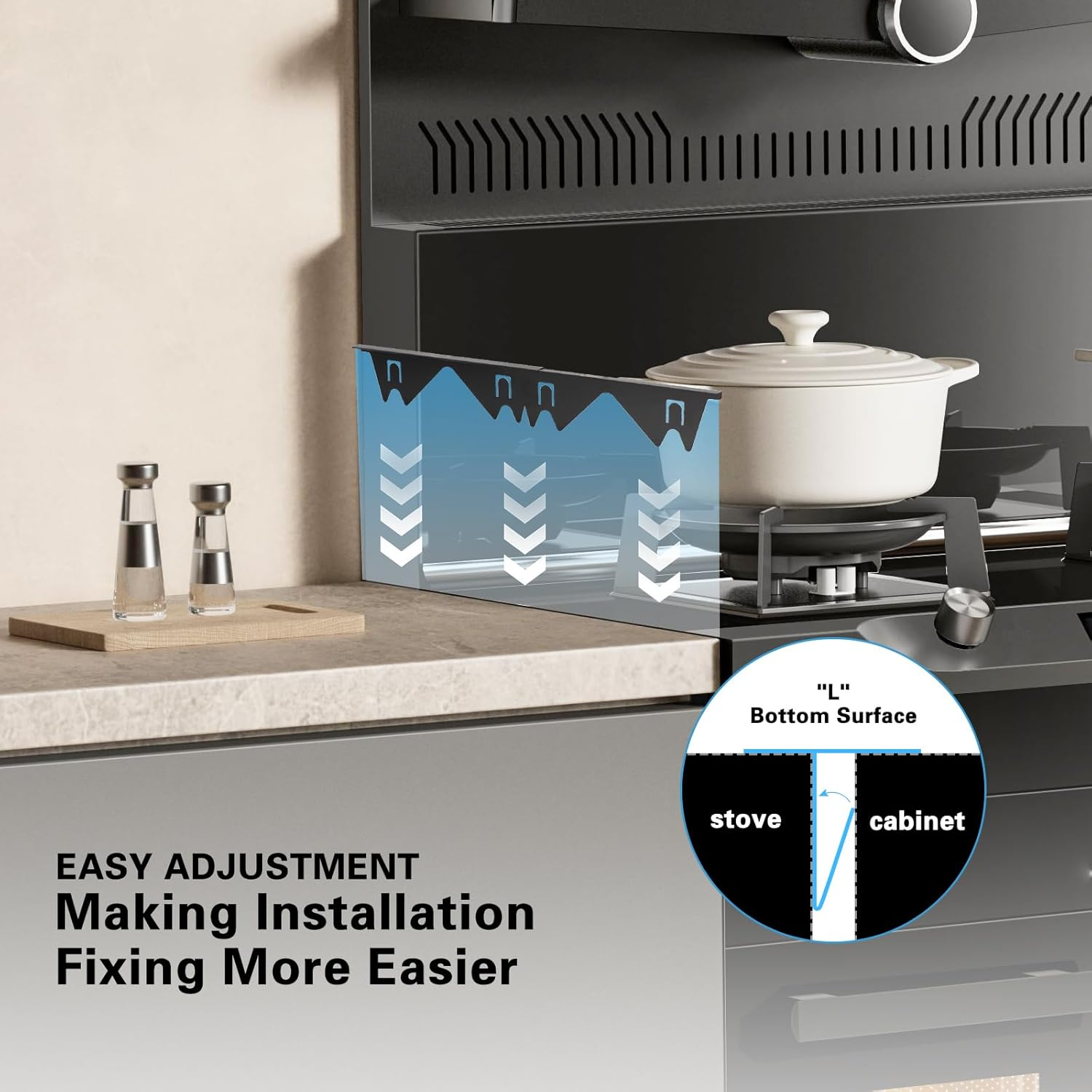 2PCS Stainless Steel Stove Gap Covers, Adjustable Oven Side Gap Filler Heat Resistant Easy Clean Stove Gap Filler for Kitchen Oven Counter Side Gap, Adjustable Length 13.8" to 27.6" (Black)