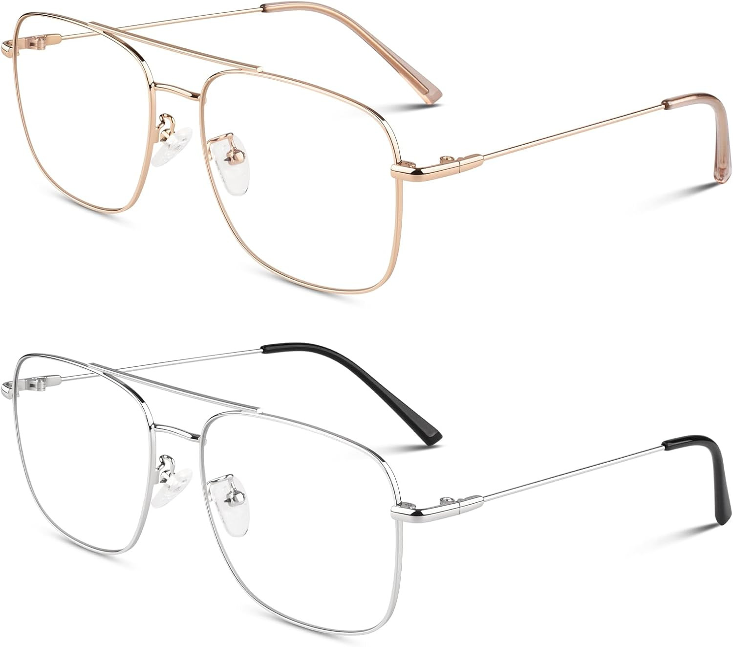 LINVO Fake Glasses Non  Clear Lens Metal Frame Fashion Eyewear for Women Men