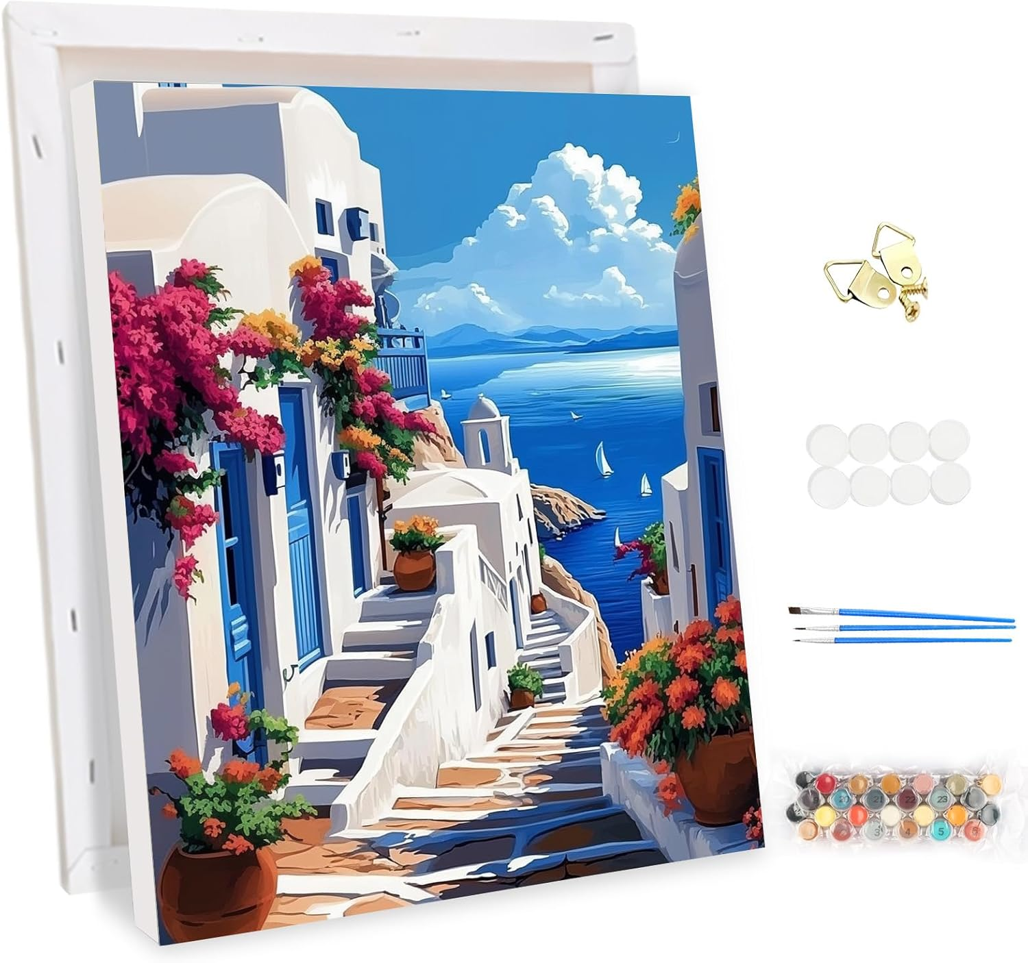 MEIYUDA Painting by Numbers Adults with Frame, DIY Set Adult Women Craft Set, 3 Brushes and Acrylic Paint, DIY Hand Painted Oil Painting Kit as a Gift and Home Decoration 30 X 40 Cm