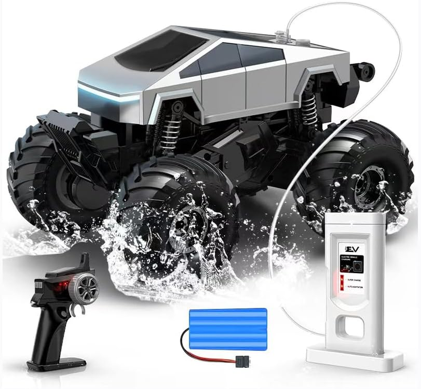 Amphibious Remote Control Car, 1:18 Monster Truck Toys for Boys RC Cars, 2.4 Ghz Waterproof Cyber RC Trucks, 4WD All Terrain Off-Road Pickup, Kids Christmas Birthday Gifts Present Boy Girl Toys Age 8+ image number 2