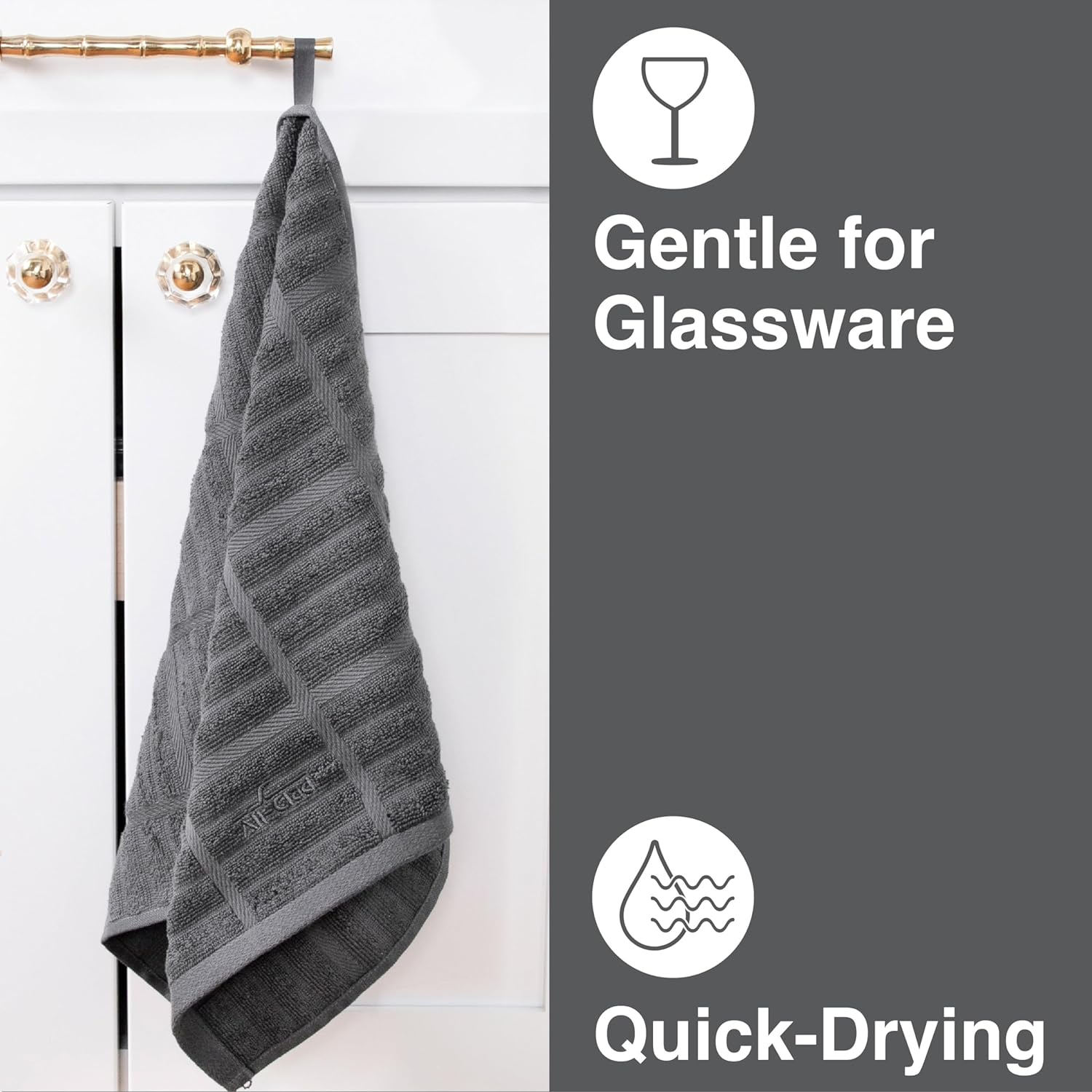 All-Clad Textiles 100-Percent Combed Terry Loop Cotton Kitchen Towel, Oversized, Highly Absorbent and Anti-Microbial, 17-Inch by 30-Inch, Solid, Pewter Grey Solid Pewter image number 5