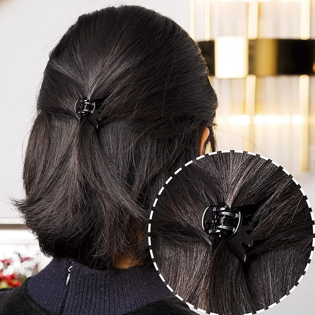 PLABBDPL Plastic Hair Claw Clips, Small Hair Clips, Mini Hair Clip, Vintage Simple Non-Slip Hair Clips, Hair Pin Thick Hair Claw Clips Accessories for Women Girls, Black image number 1