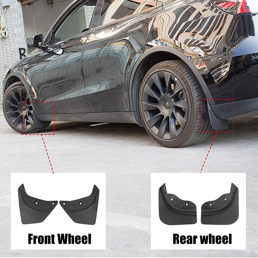 Geli 4 Pieces Mud Flaps Splash Guards,Upgraded Version Front and Rear Mud Flaps Compatible with 2021 2022 Tesla Model Y Accessories image number 3