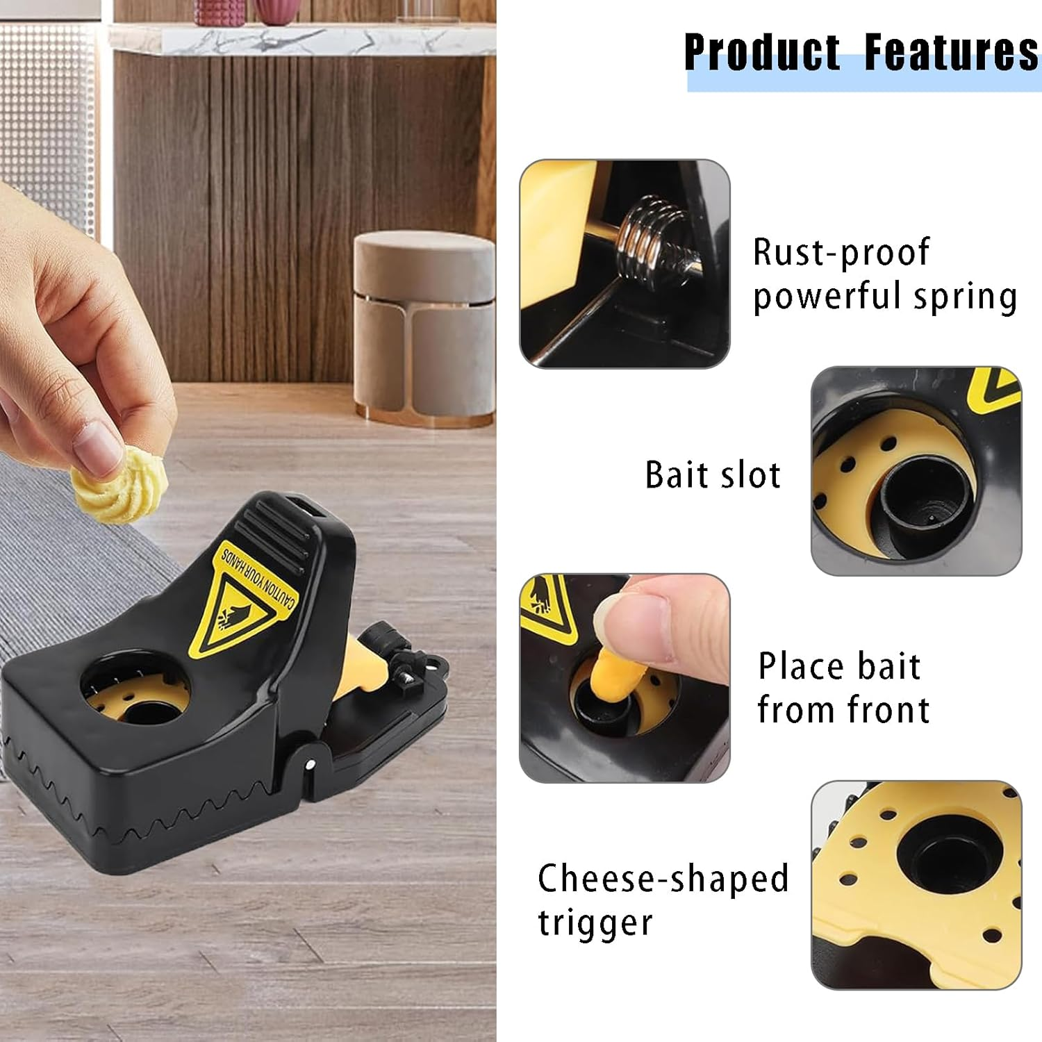 4-Pack Reusable Mouse Traps - Heavy Duty, High Sensitivity, Safe & Effective Indoor/Outdoor Rodent Catchers - Quick & Easy Clean Mice Catcher image number 4