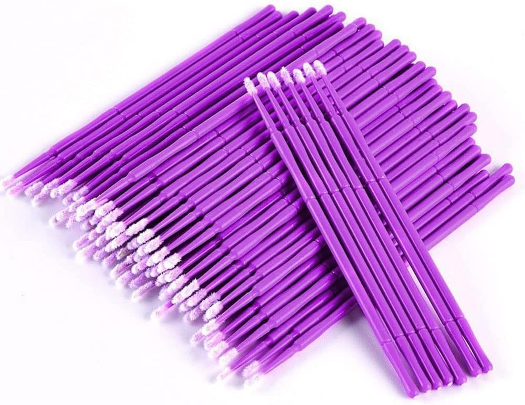 400Pcs Eyelash Micro Brush Lash Primer Applicator, for Eyelash Extension, Makeup, Reusable Micro Applicator Brush Micro Eyelash Swabs (Purple) image number 2