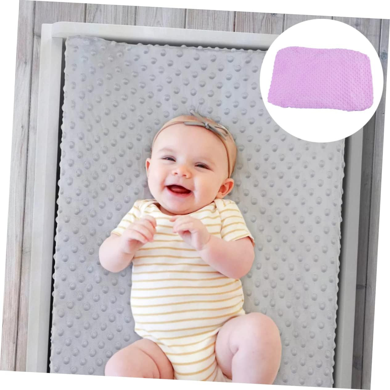 Baby Changing Pad Cover Breathable Cotton Cloth Purple Baby Diaper Changing Mat Cover for Massage Table - Purple image number 2