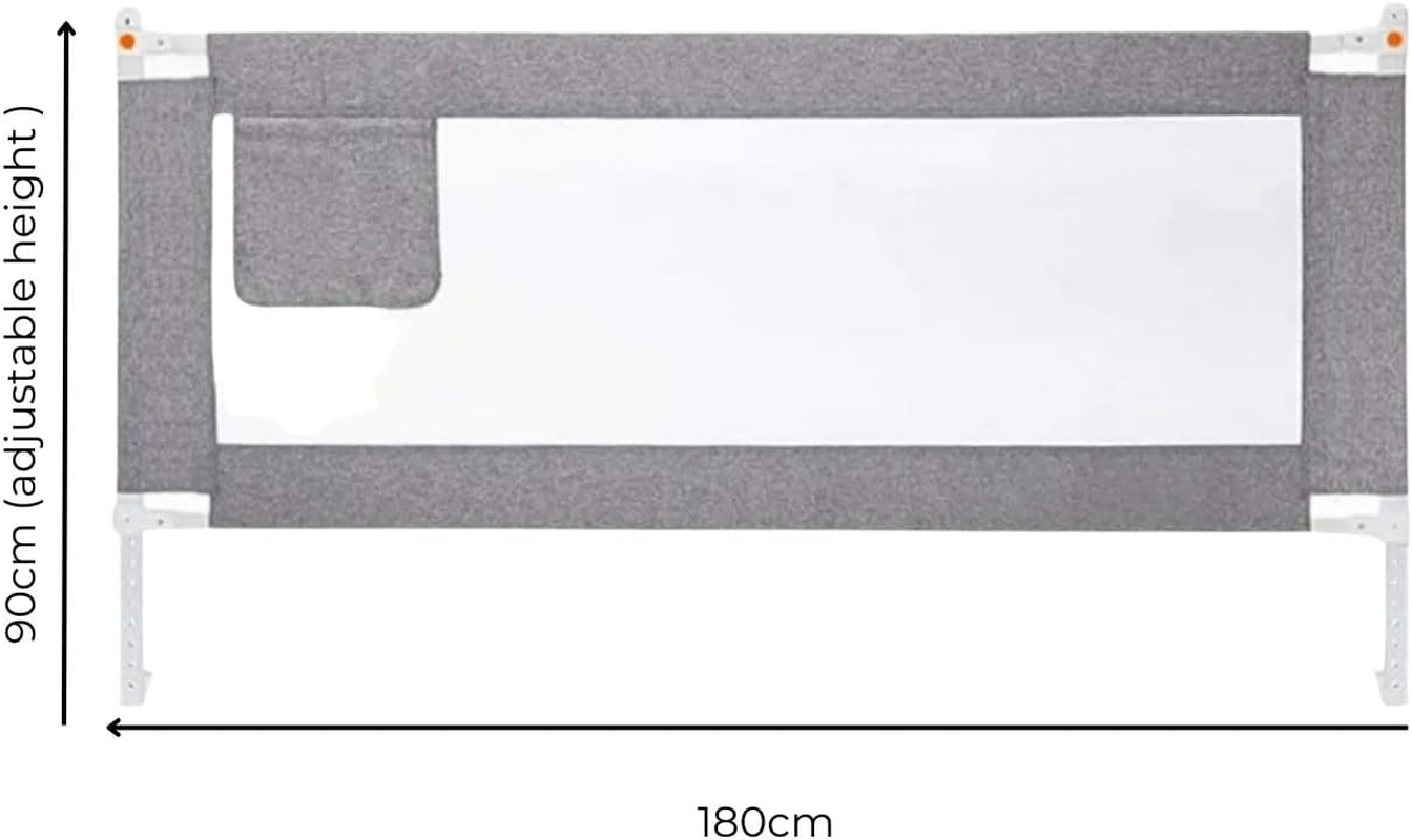 GOMINIMO 90CM Height Adjustable Folding Kids Safety Bed Rail 180X90CM Single Side 1 Pcs - Soft Mesh, Sturdy Steel Frame, Easy to Assemble, Grey image number 5
