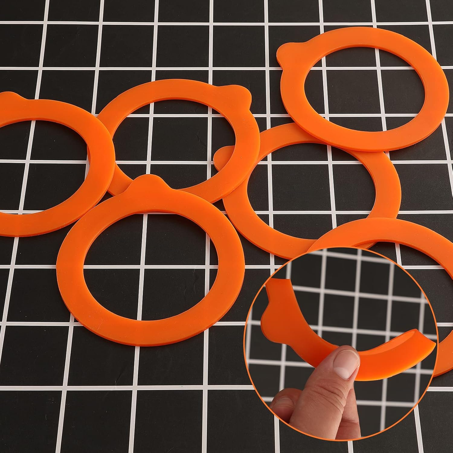 KINBOM 6Pcs Silicone Replacement Gasket Seals, Mason Jar Rubber Seals Sealing Ring Silicone Gaskets for Storage Jars Glass Sealed Cans (3.7Inch Outer Diameter, 2.7Inch Inner Diameter) image number 3
