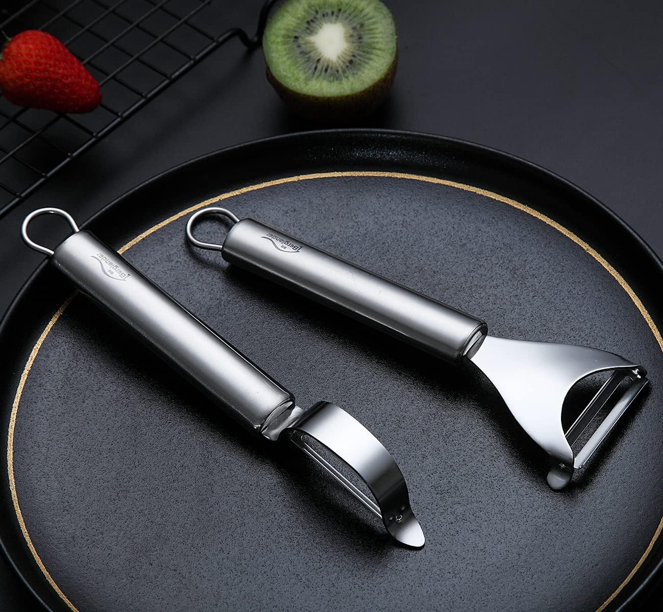 Berglander Peeler Vegetable Peelers Potato Peeler Stainless Steel Kitchen Peeler Durable and Robust Sharp Peeler, Apple Cutter Pack of 2 image number 4