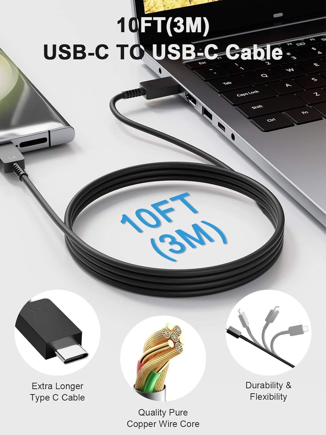 10FT/3M 2-Pack 45W USB C Super Fast Charger for Samsung Fast Charger Compatible with Samsung S25 Ultra/S24/S23/S22/S21 USB C Charger with USB C Cable Type C Fast Charging S20/Note 20/10/Tab S9/S8/S7 image number 1