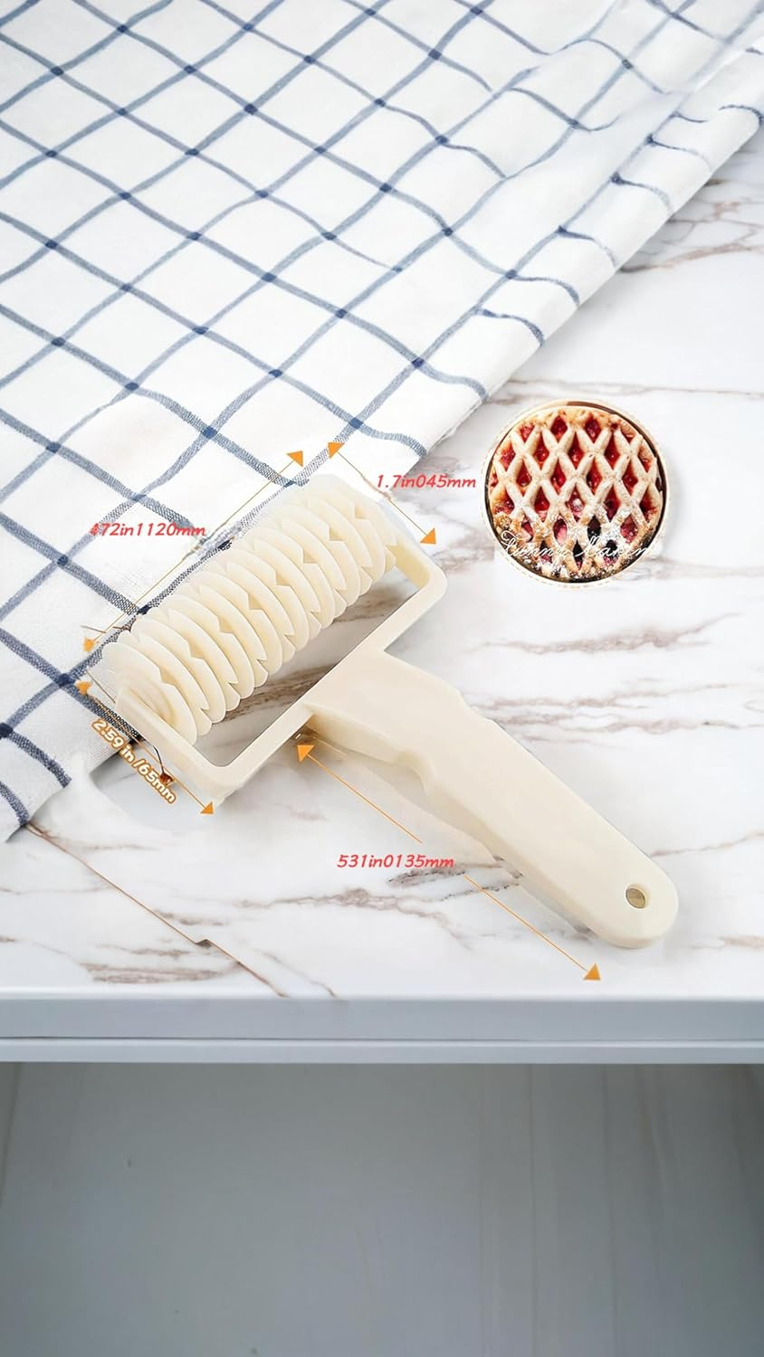 Honwor Time-Saving Dough Lattice Roller Cutter - Effortless Pie, Pizza, & Biscuit Crusts | Essential Kitchen Gadget for Bakers image number 3