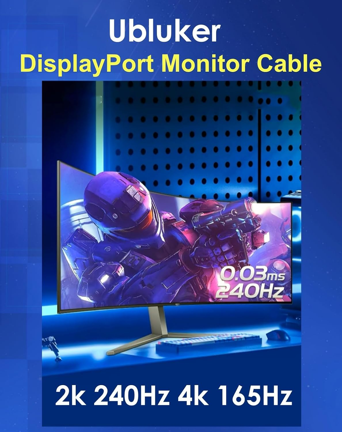 10K 8K 4K Displayport Cable 40Gbps 3 M, VESA Certified DP to DP Cable V1.4 V1.2 Nylon Braided UHBR HDCP DSC1.2 10K 8K60Hz 4K 165Hz 144Hz 2K 240Hz Freesync G-Sync Monitor PC Projector image number 5
