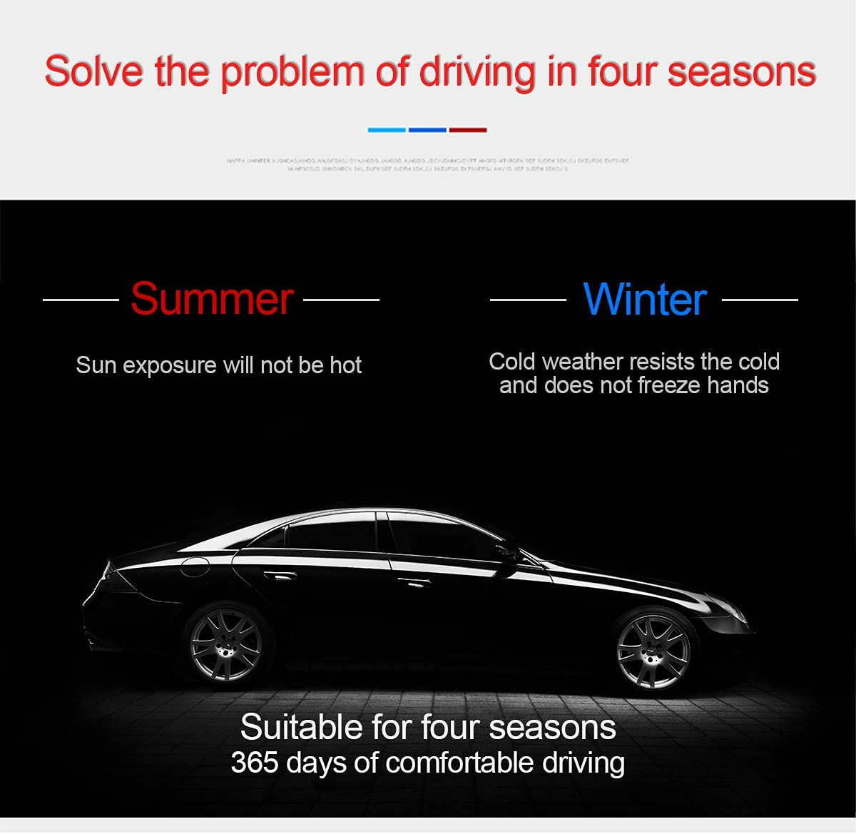 Leather Steering Wheel Cover, Auto Car Stretch Steering Wheel Protector, Universal 15 Inch Anti-Slip Breathable Odorless Steering Wheel Cover for Men Women (Black/Blue) - Black/Blue image number 6