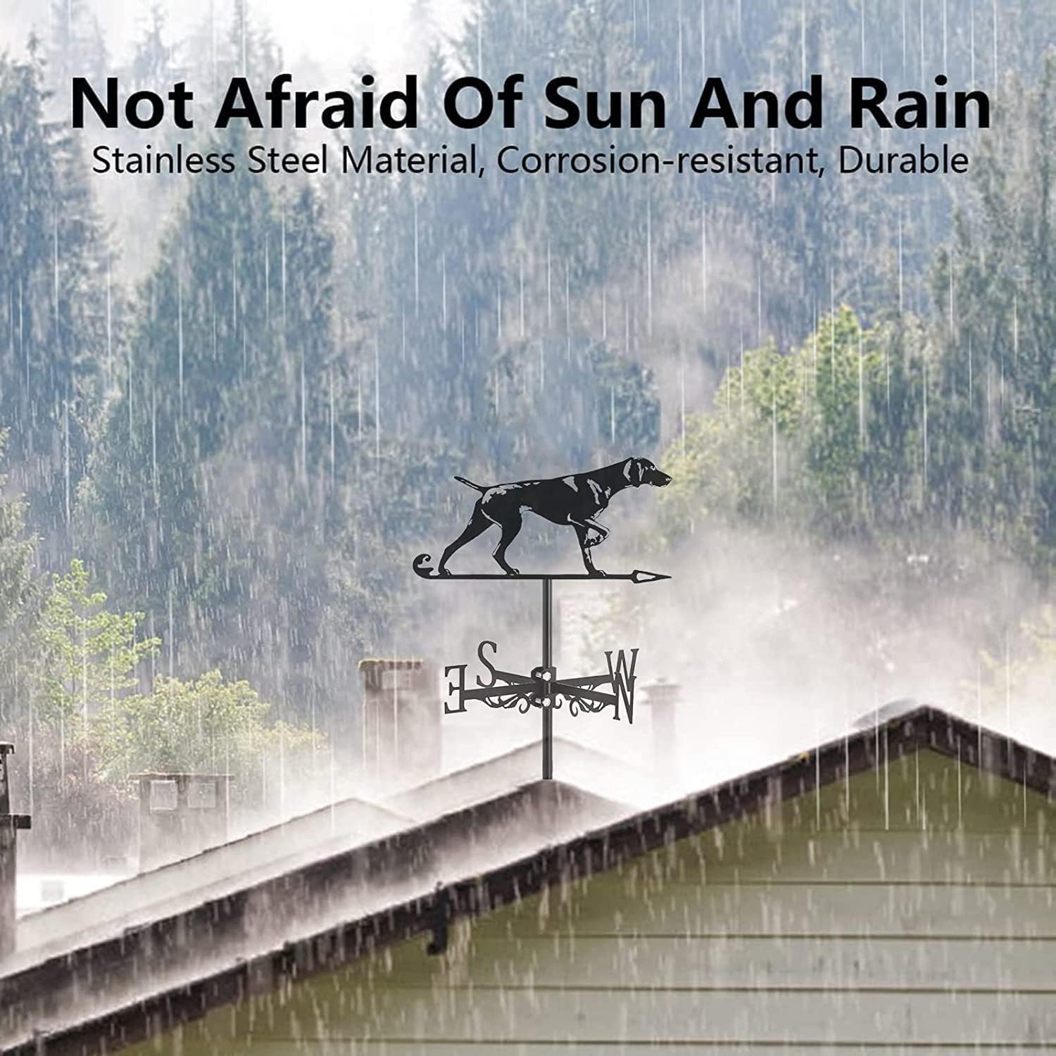 Exquisite Metal Weather Vane Ornament Dogs Animals Silhouette Decorative Metal Weathervane Roof Mount Brackets, Hand-Crafted Direction Indicator for Manor Lawn Farm Scene,German Shorthaired Pointer image number 3