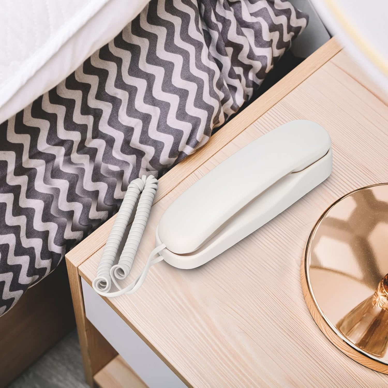 Wall Mounted Home Phone, Corded Telephone, FSK DTMF Dual System, Pausemute Function, Space Saving, Powered by Telephone Line, for Hoteloffice image number 1