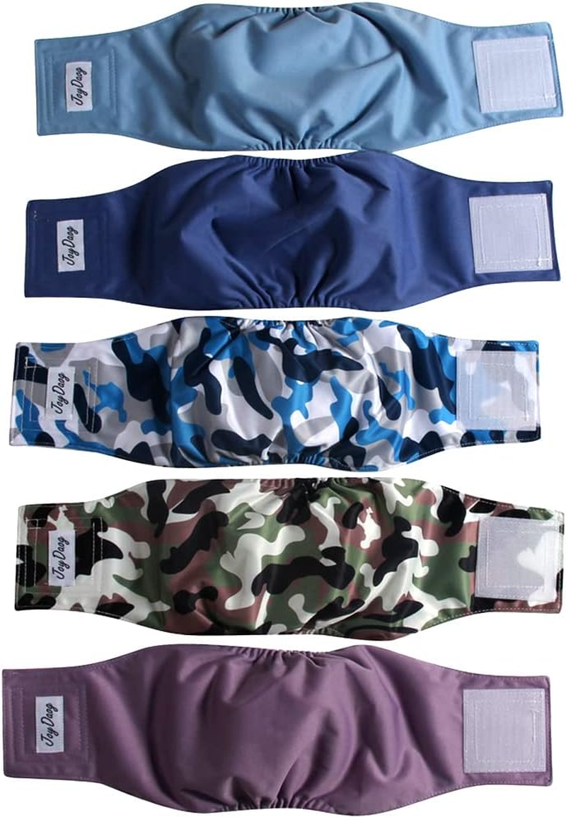 Joydaog Reusable Belly Bands for Dogs,5 Pack Premium Washable Dog Diapers Male Puppy Nappies Wrap,S