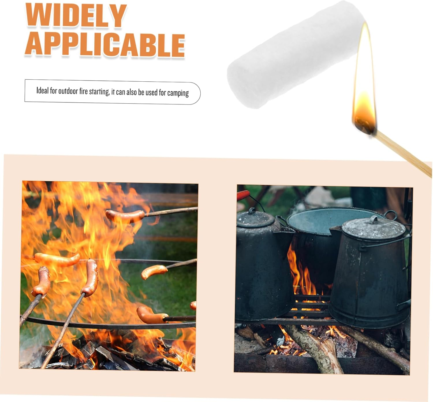 SUPVOX 10Pcs Fire Cotton Wicks Quick Ignite for Camping Barbecue Outdoor Fire Pit Candle Lighting