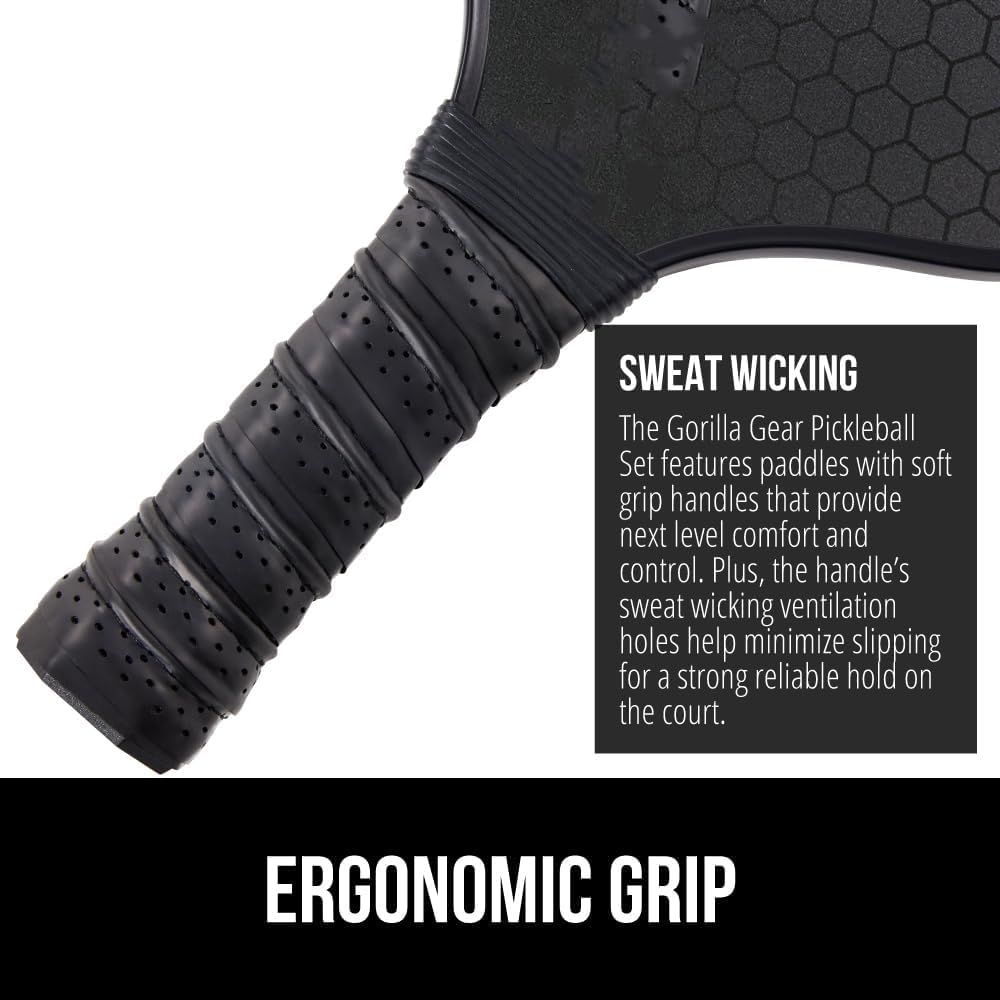 Pickleball Paddle Sets, XICEN Fiberglass Shock Absorbent Racket with Ergonomic Grip, Indoor Outdoor Pickle Ball Court Sports Accessories, Includes 4 Balls, 2 Ball Picker, 2 Ice Towel and Bag image number 6