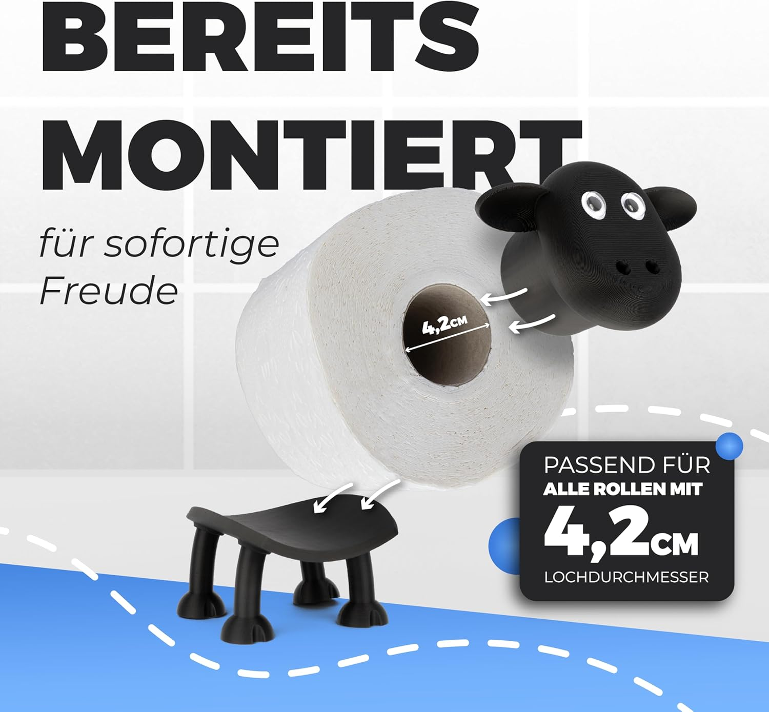 LAYERSMITH&reg; Sheep Toilet Paper Holder [The Original] 1 Piece for 42 Mm Rolls &ndash; Perfect as a Decoration for Toilet Paper, Toilet Roll Holder, Toilet Paper Holder or as a Gift image number 2