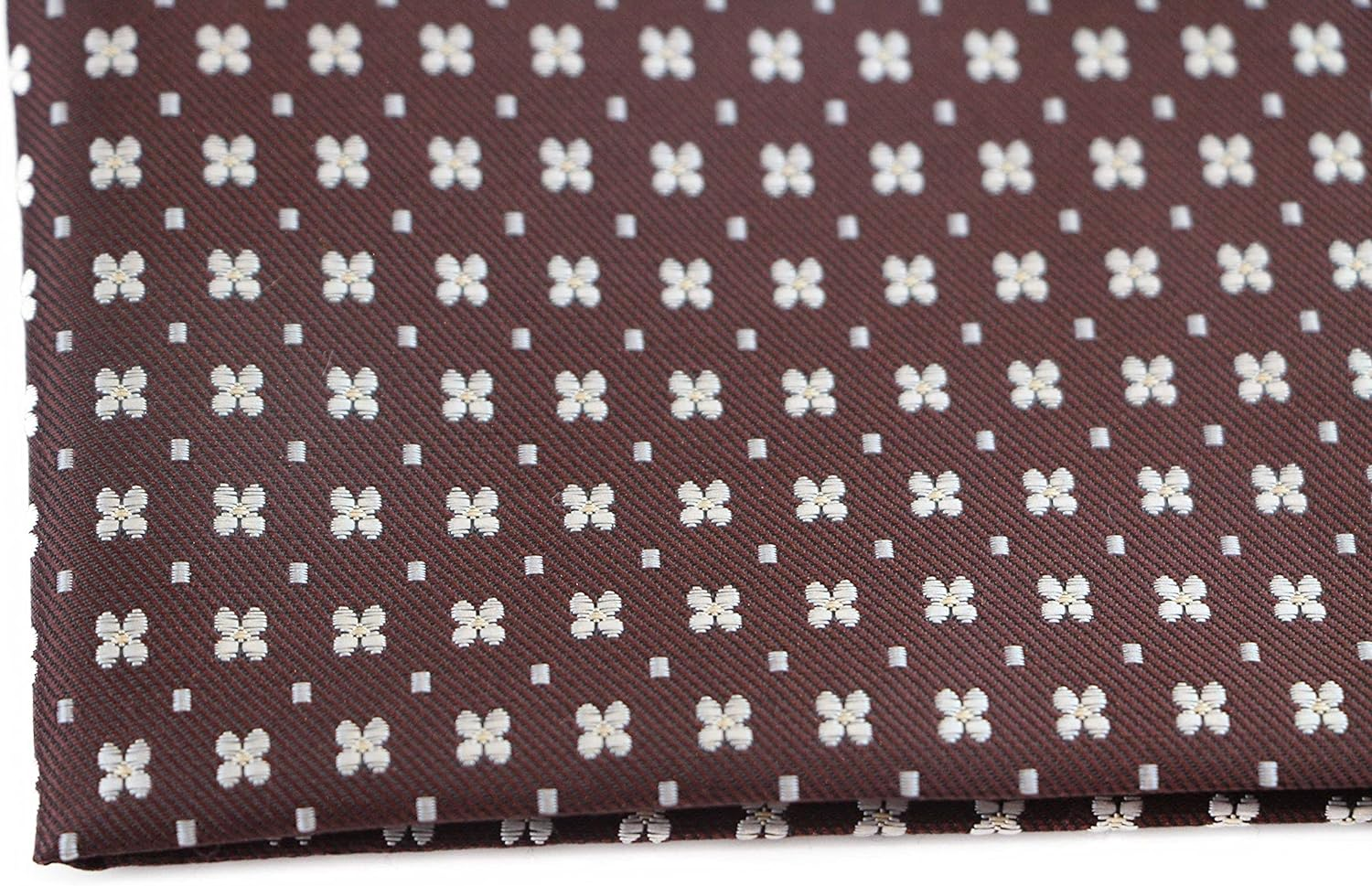 Mens Brown & White Flower Silk Pocket Square Brown, White, Yellow image number 1
