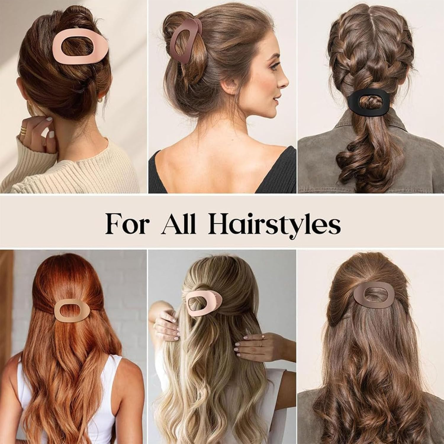 4 PCS Flat Hair Clips, Hair Claw Clips, Suitable for Coarse and Fine Hair Types, Comfortable Curved Flat Hair Clip, Suitable for Lying Down, Driving, and Other Scenarios image number 2