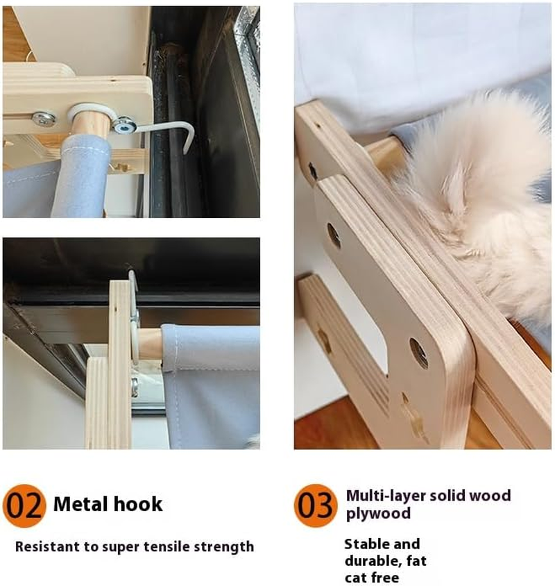 Cat Bedside Hammock and Window Perch, Cat Bed Attachment for Human Bed, Perfect for Indoor Cats Inside, Easy to Adjust and Attach to Windowsill & Bedside (Blue, L) image number 3