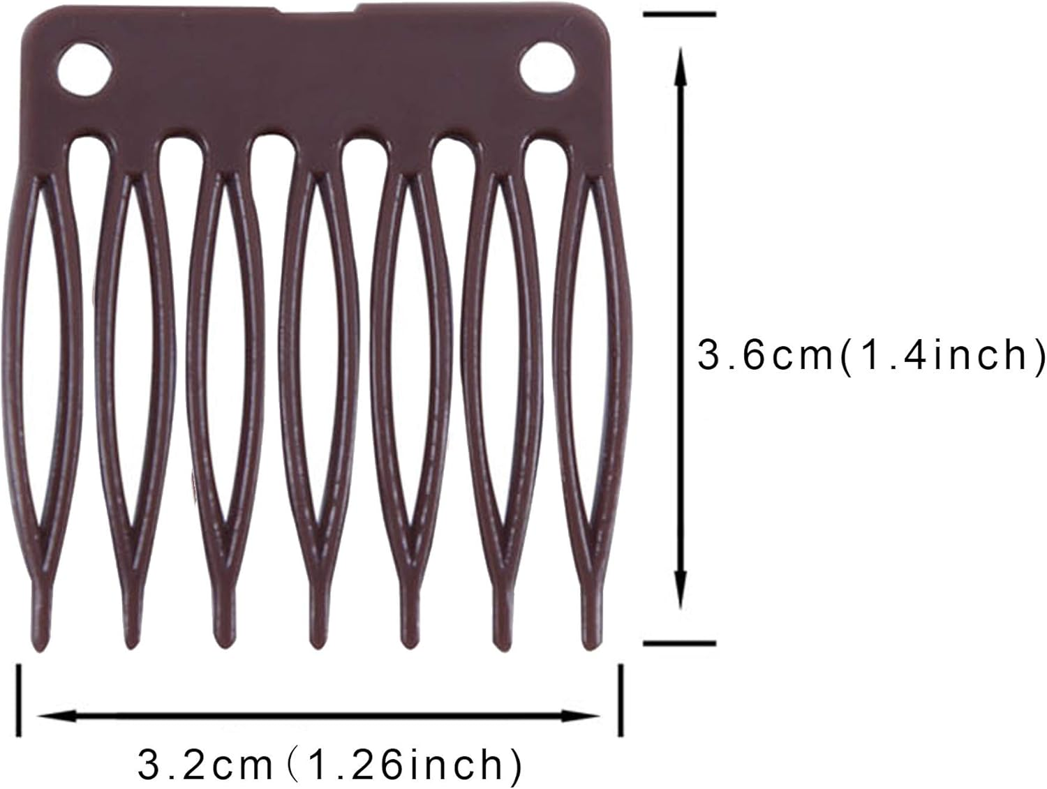 50Pcs/Lot Hair Wig Plastic Combs and Clips for Wig Cap Wig Combs for Making Wig(Brown) image number 5