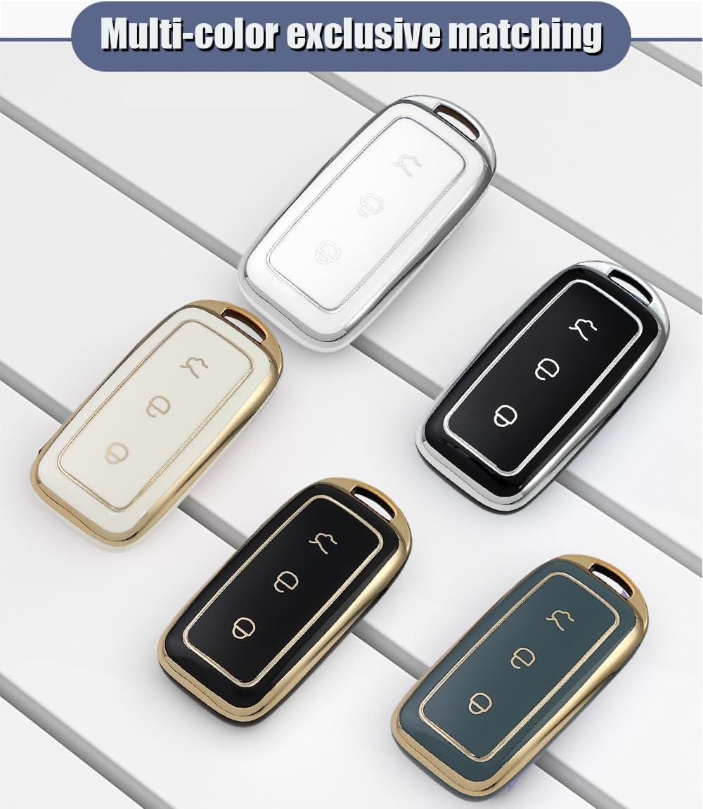 Ontto TPU Car Key Fob Cover Fit for Geely EX5 Galaxy L6 L7 E8 E5 Proton E.Mas 7 2026 2025 2024 Key Holder Smart Case Shell Keyring Keychain Auto Styling Protection Accessories Gold Grey 1 image number 2