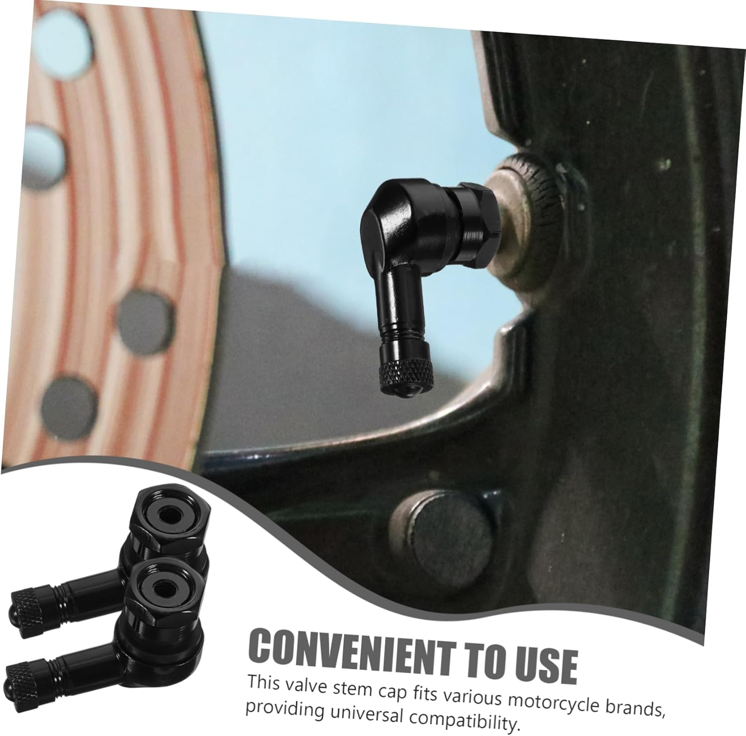 Anneome 2Pcs 90 Degree Motorcycle Valve Stem Caps &Phi;11.3Mm Universal Air Valve Covers Black Dirt-Resistant Tire Pressure Caps for Motorbike Accessories image number 4