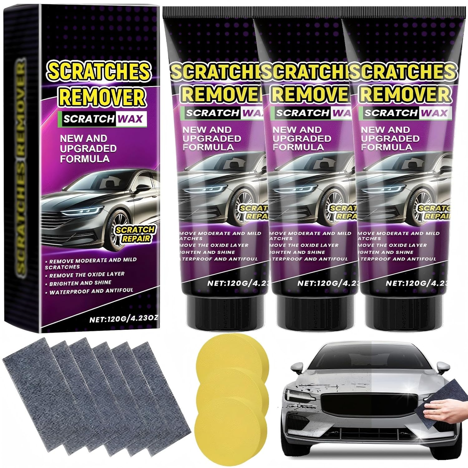 1PCS Nano Sparkle Cloth Car Scratch Remover 2025 Upgrade, Nanosparkle Cloth for Car Scratch Remover, Easy to Repair Paint Scratches,Water Spots Surface Polishing