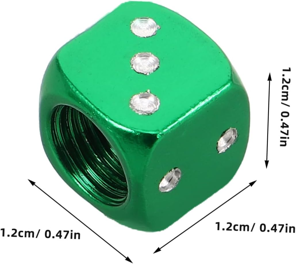 Vaguelly 4Pcs Creative Dice-Shaped Tire Valve Caps Aluminum Alloy Dice Valve Stem Cap Universal Car Accessory for Cars Trucks and Motorcycles image number 2