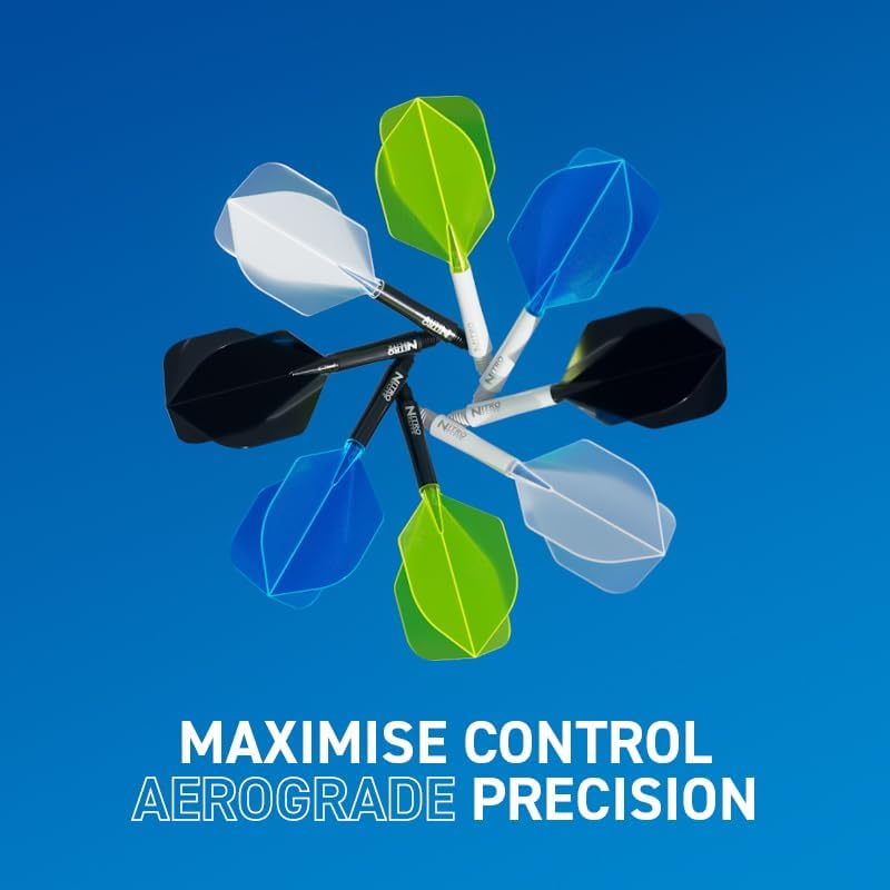 RED DRAGON Darts &ndash; Nitro Flite Integrated Flight & Shaft System &ndash; No.2 Shape and Design - Available in Short, Intermediate & Medium - Available in Variety of Colours - Professional Darts Accessories