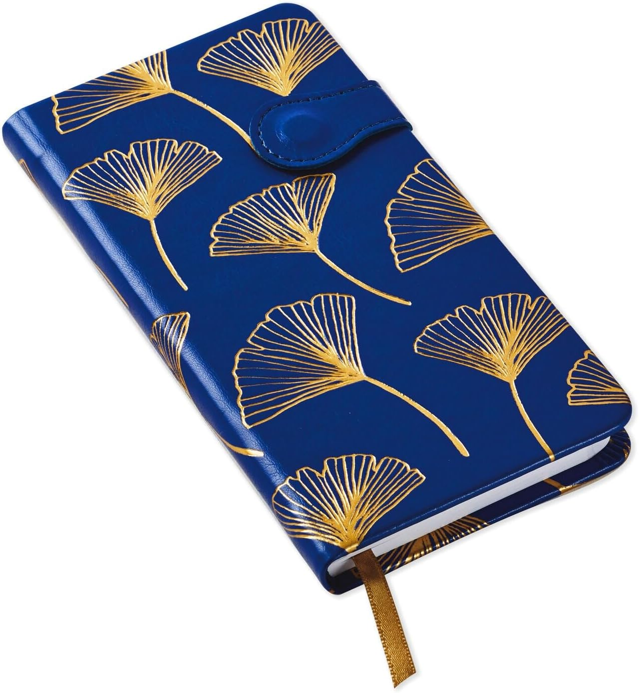 Hallmark Gingko Leaves Slim Journal - Hardcover Notebook - with Ribbon Bookmark - Regal Dark Blue Diary with Gold Foil Ginko Leaves image number 1