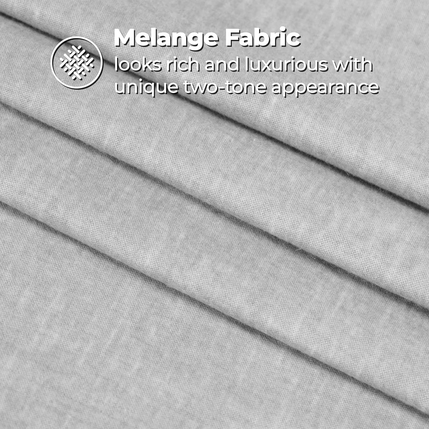 Superior Melange Flannel Cotton Sheet Set, Ultra-Soft Textured Sheets, Modern, Farmhouse Bedding, Basics, Includes; Flat Sheet, Elastic Deep Pocket Fitted Sheet, Pillowcases, Full, Grey image number 1