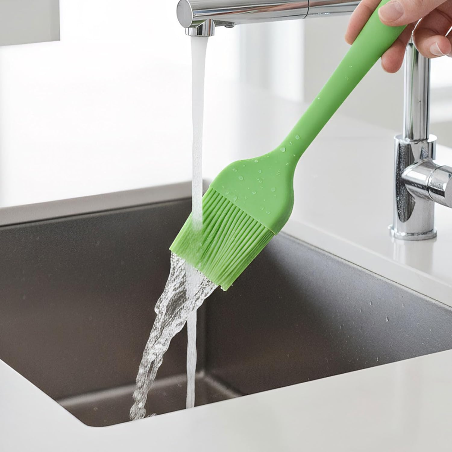 Silicone Brush for BBQ Grilling, Baking & Cooking, 2 Pack, Black, Heat Resistant, Dishwasher Safe - Perfect for Pastries, Meats & More by SZTTY image number 4