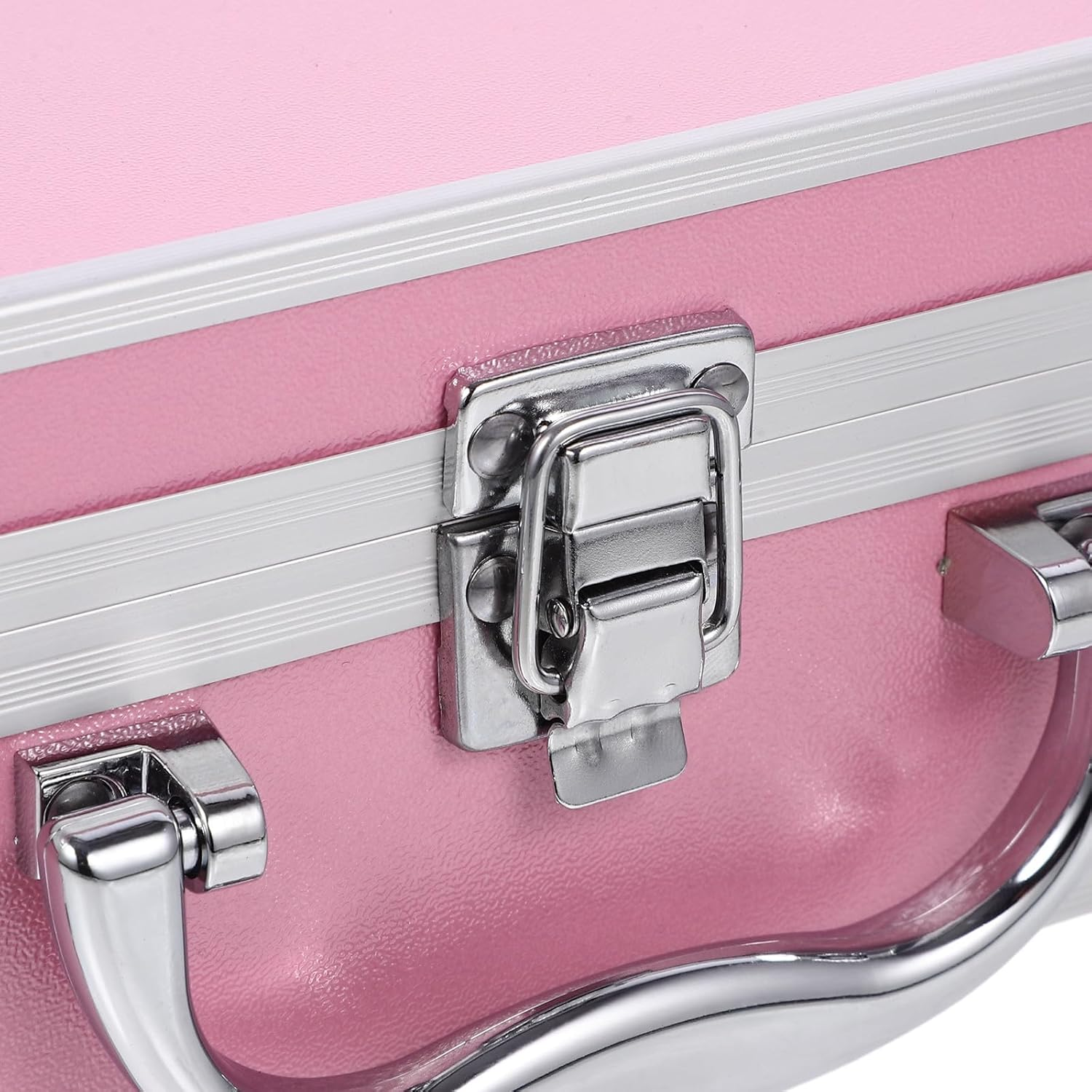 PHENOFICE Portable Aluminum Alloy Cosmetic Case Small Pink Makeup Organizer Travel Tool Storage Box with Handle for Makeup Artists and Hairstylists Briefcase image number 6