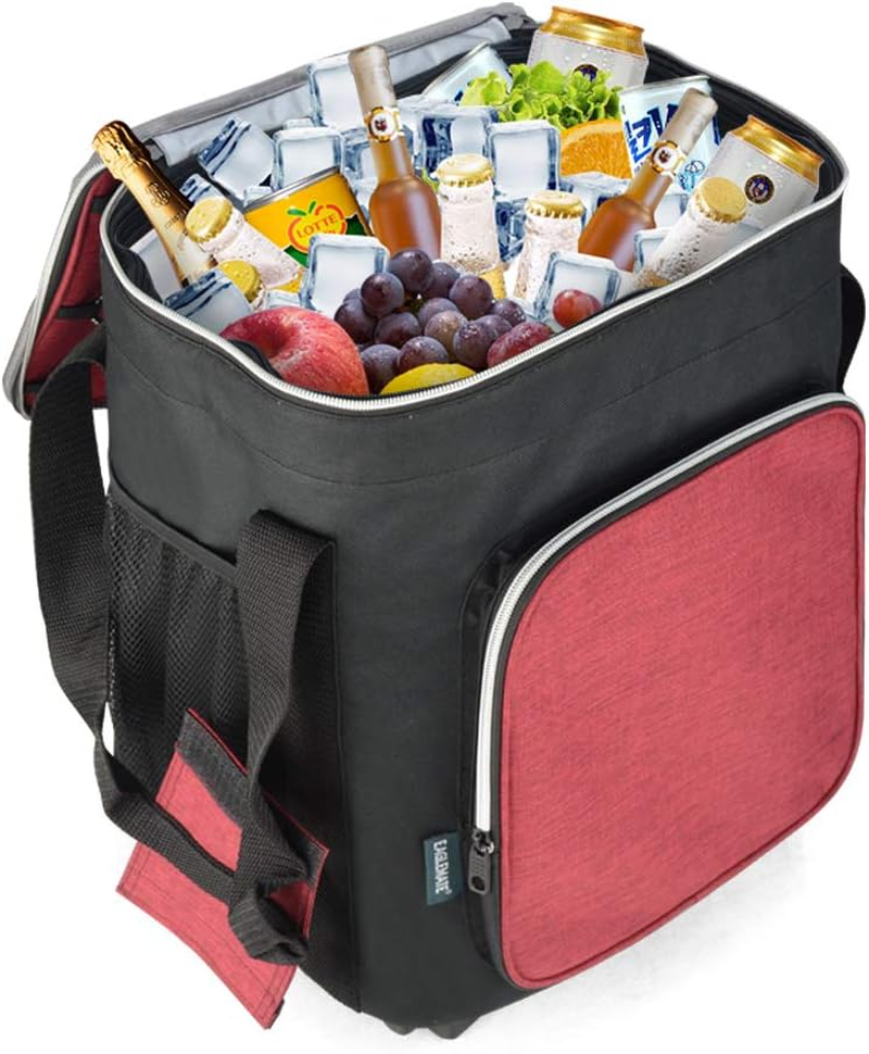 36L Foldable Rolling Picnic Cooler Bags Wheeled Outdoor Cooler Bags on Wheels image number 3
