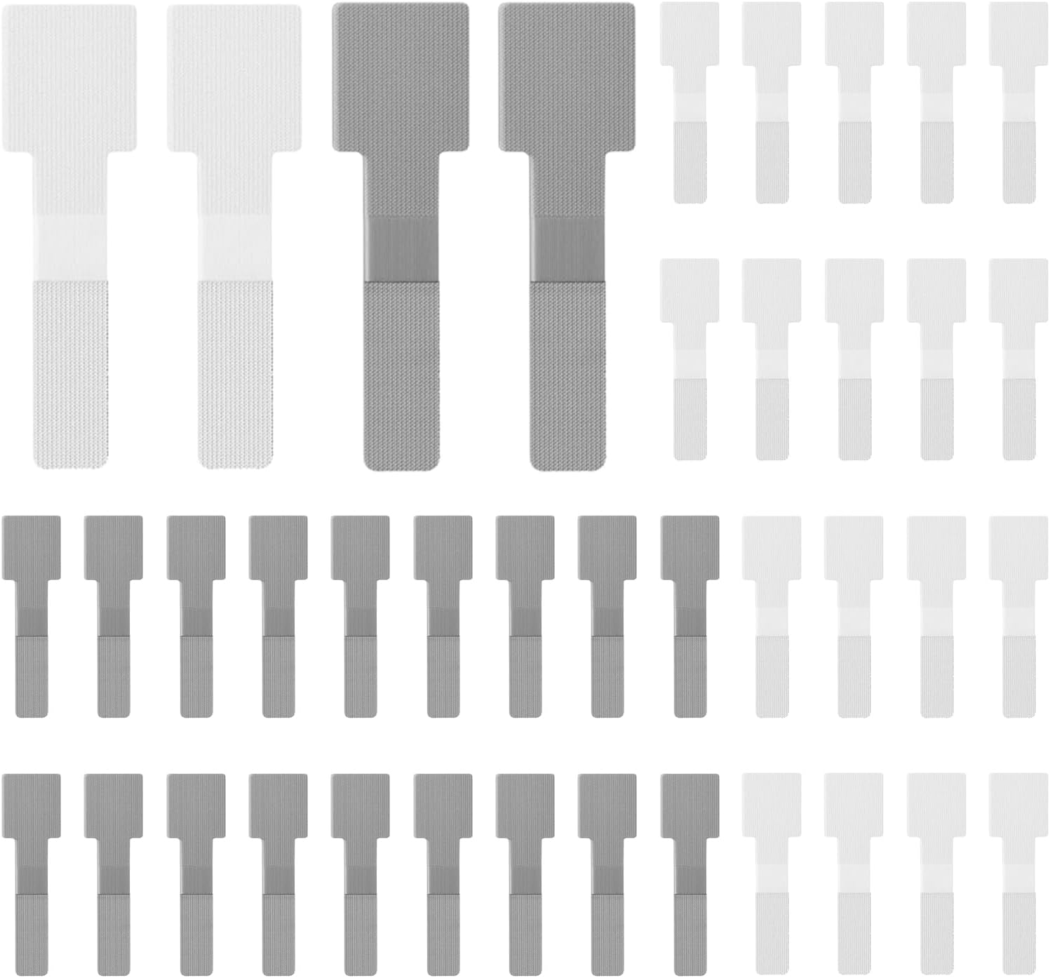 Hook and Loop Cable Ties, 40 Self Adhesive Cable Management, Reusable Cable Clips for Home Office(Color:Gray, White) image number 4