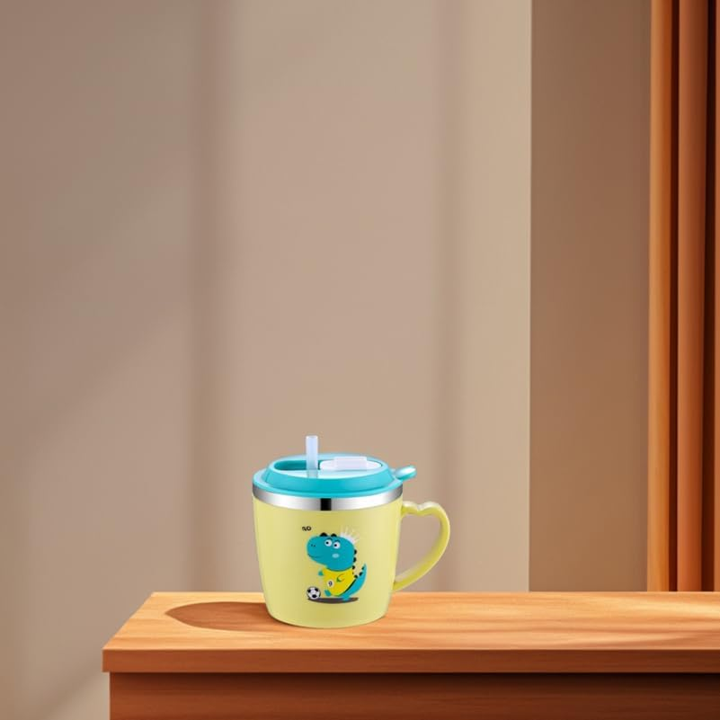 Mobestech Non-Spill Sippy Cup for Toddlers 250Ml Stainless Steel Double Layer Straw Water Bottle Lid Suitable for Milk and Fluids 250Ml image number 6