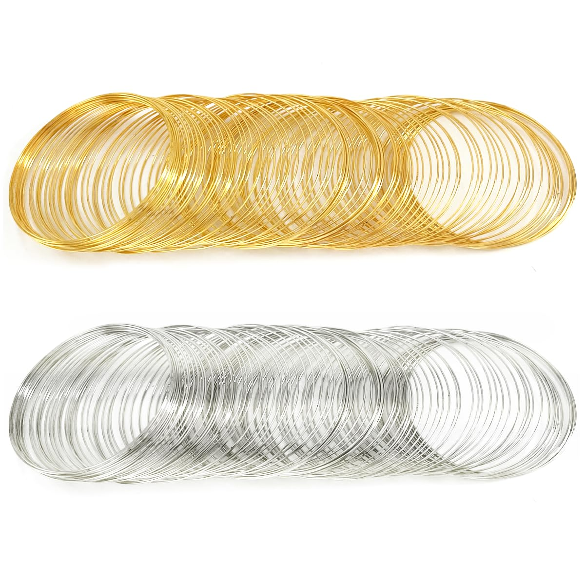 Memory Beading Wire, 200 Loops Jewelry Wire for Bracelet Necklace, DIY Craft (Gold, Silver) image number 5