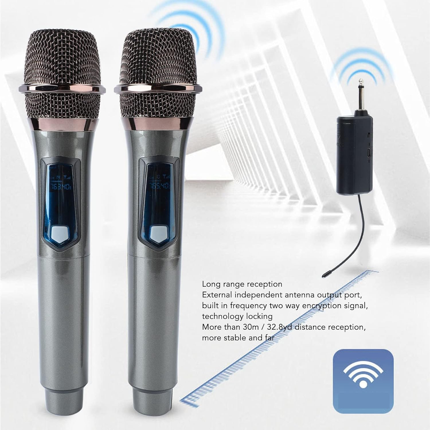 UHF Wireless Dynamic Cordless Mic, Easy to Operate, Durable, Hifi, with Rechargeable Receiver, 160Ft Range, for Karaoke Machine, Singing, image number 6