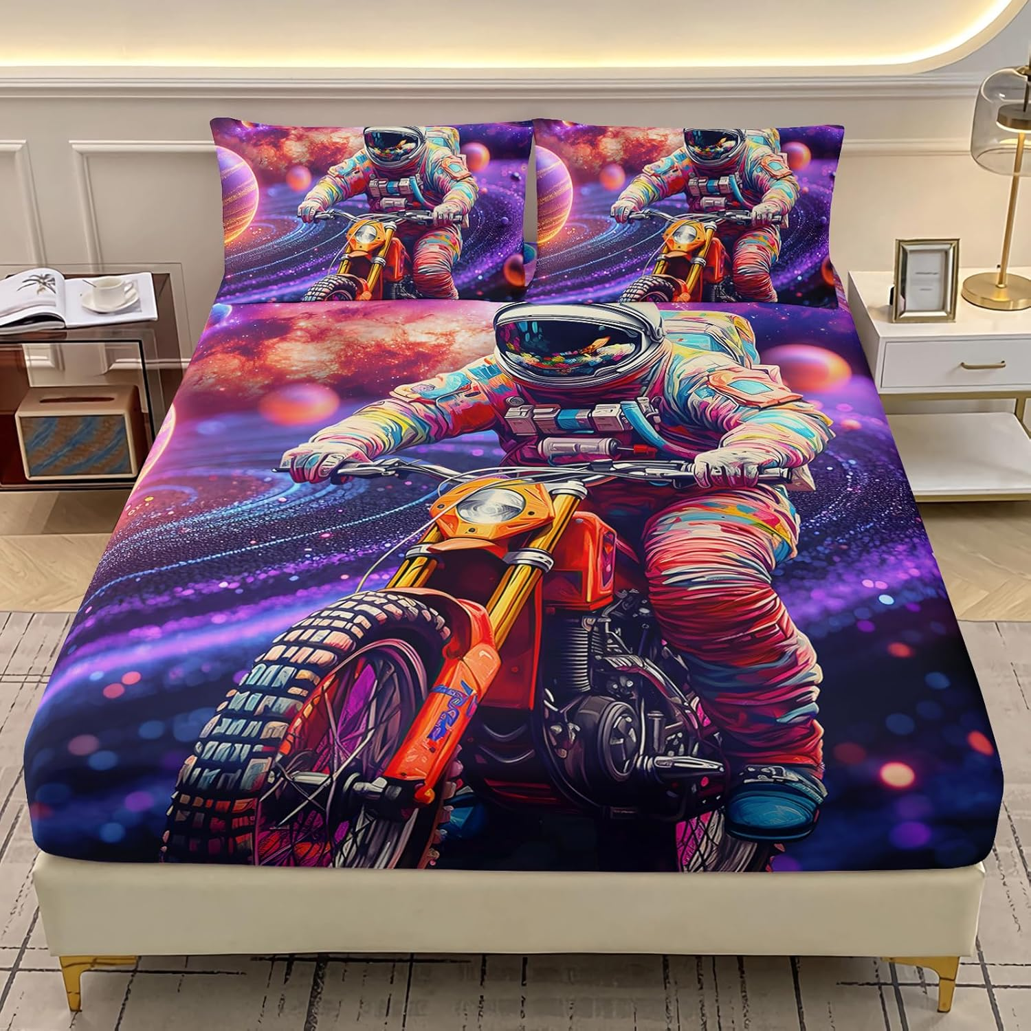 AILONEN Boys Gamer Fitted Sheet Set Queen,Colorful Video Game Controller Printed Bedding for Gaming Lovers,3D Game Console Black Fitted Sheet + 2 Pillowcases,3Pcs