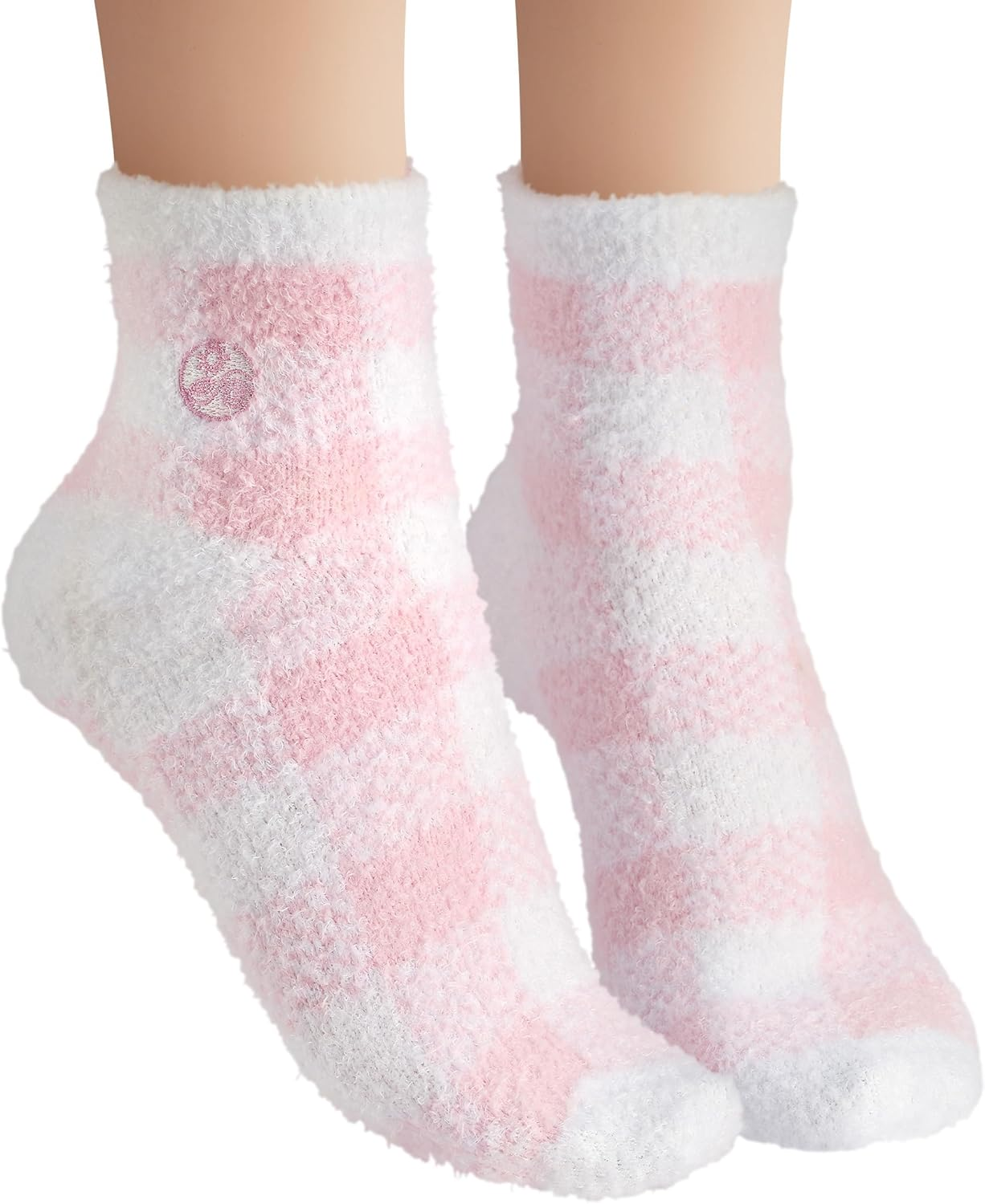 Earth Therapeutics Aloe Moisture Socks by , 2 Pack: Pink Plaid, Infused with Natural Aloe Vera & Vitamin E image number 1