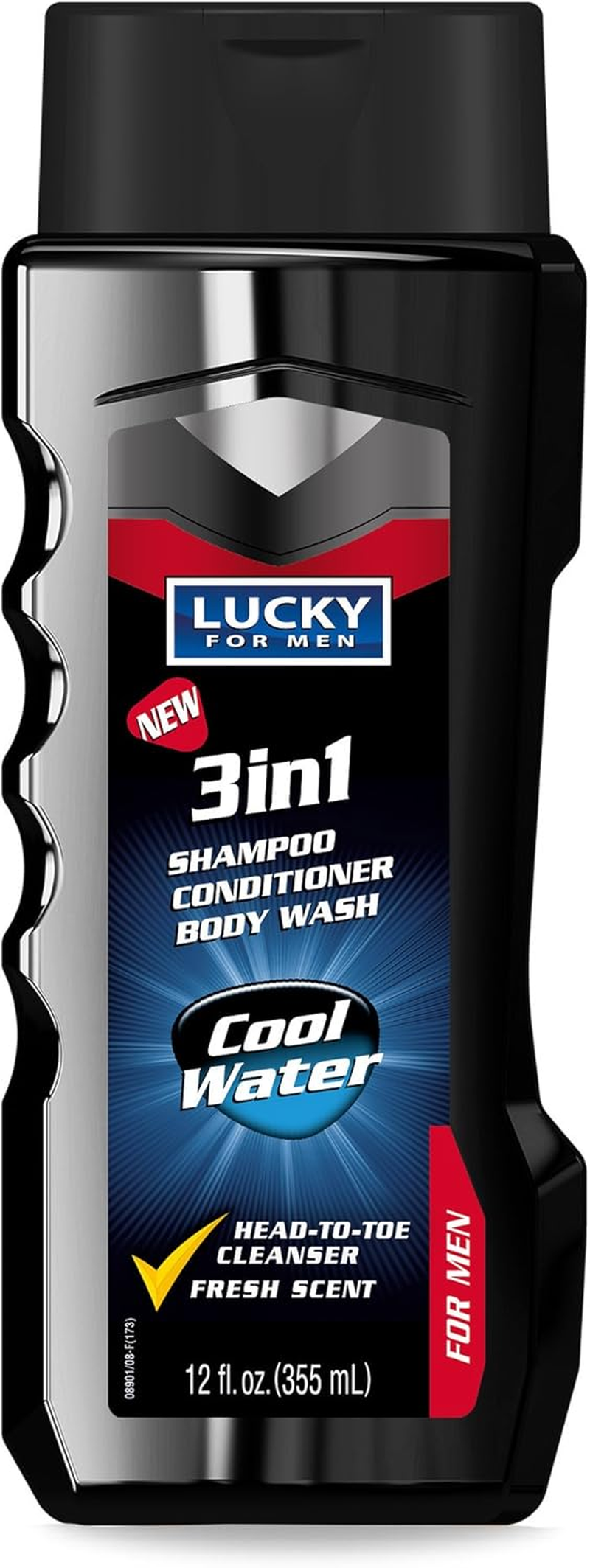 Lucky Super Soft Men'S 3 in 1 Shampoo Conditioner Body Wash, Cool Water, 12 Fluid Ounce image number 1