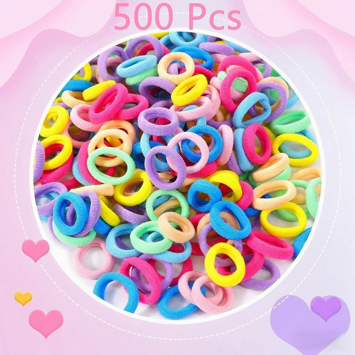 500 Pcs Baby Hair Ties,Small Hair Ties Cotton Mini Hair Ties No Damage Baby Girl Hair Accessories, Toddler Hair Ties for Girls and Kids image number 1