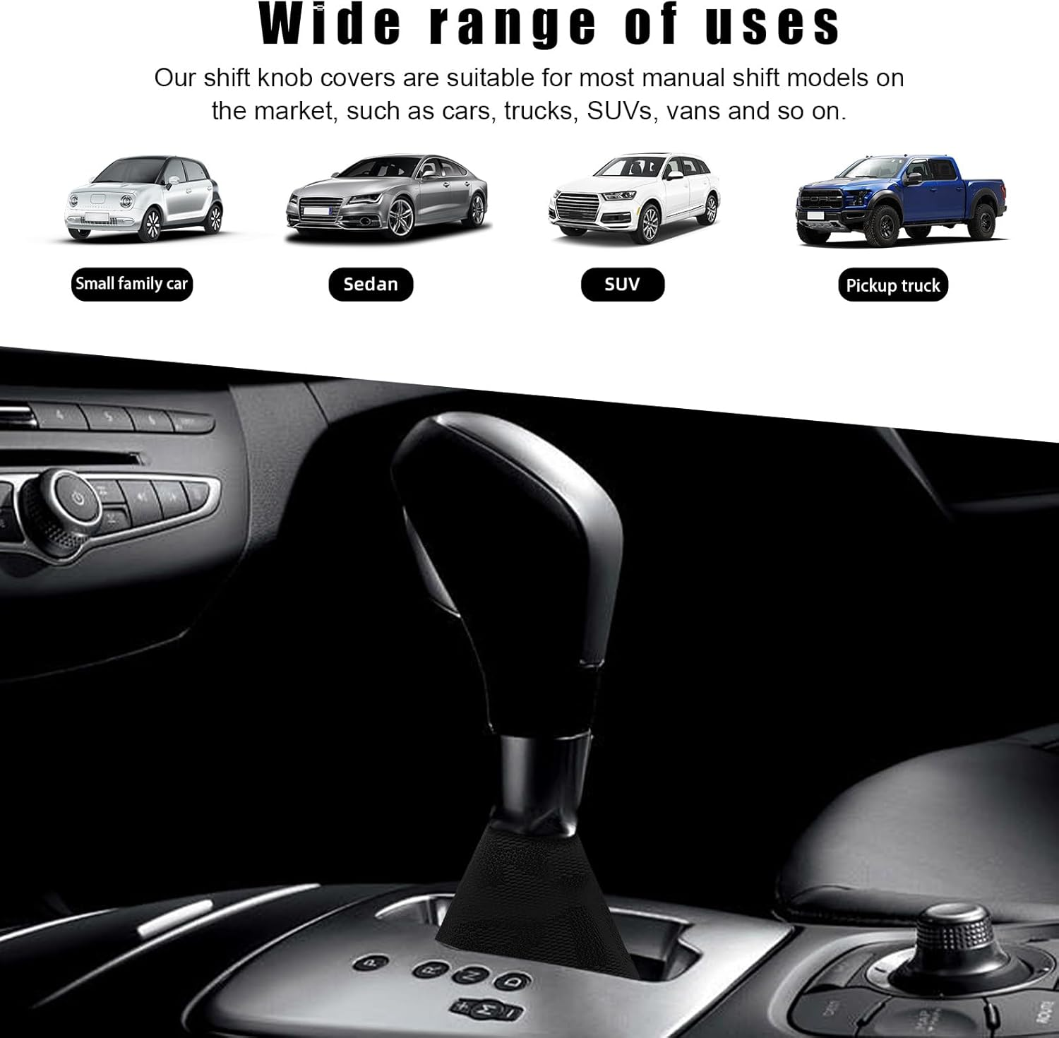 Car Shift Knob Dust Cover, Shift Boot Cover, Hyper Fabric Manual/Automatic Shifter Shift Boot Cover, Gear Shift Knob Cover for Protection & Decor(Black) image number 1